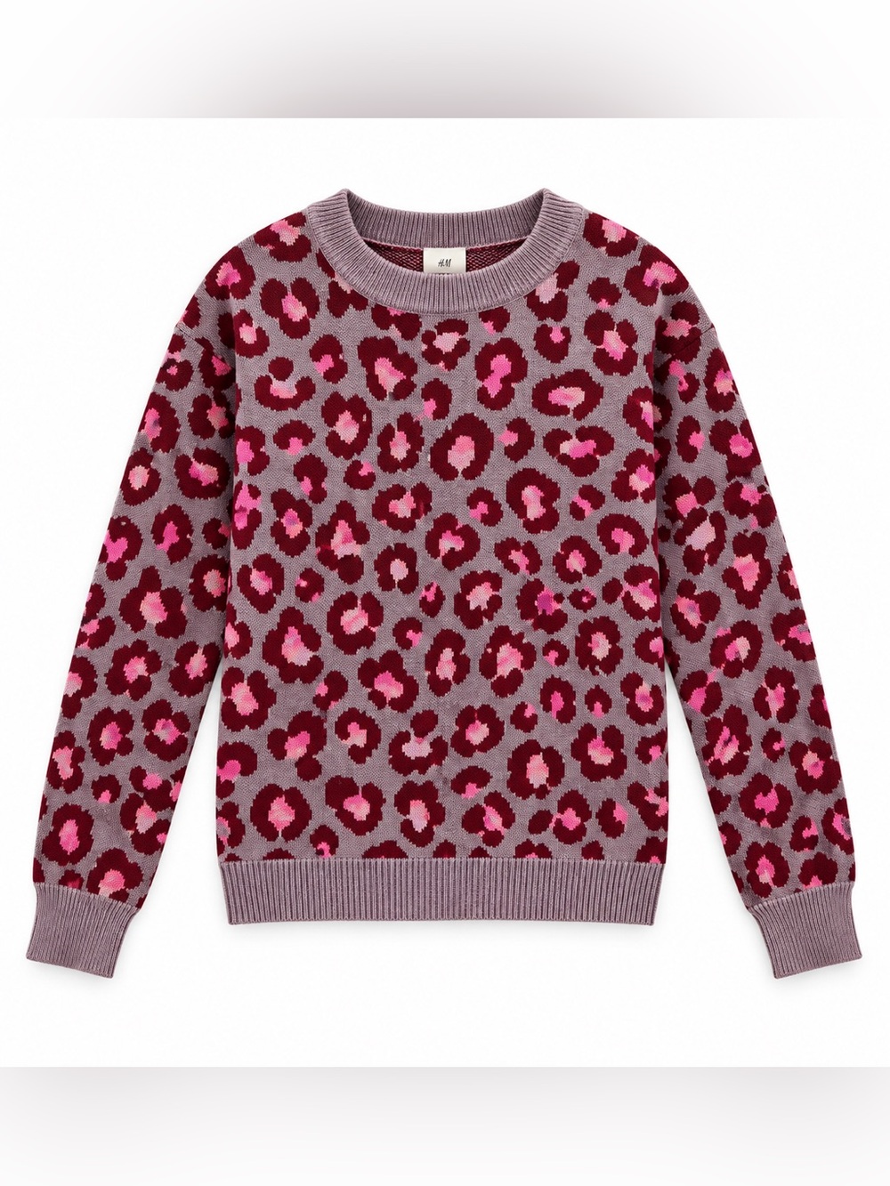 GAP Mauve Sweater with Pink and Burgundy Leopard Print